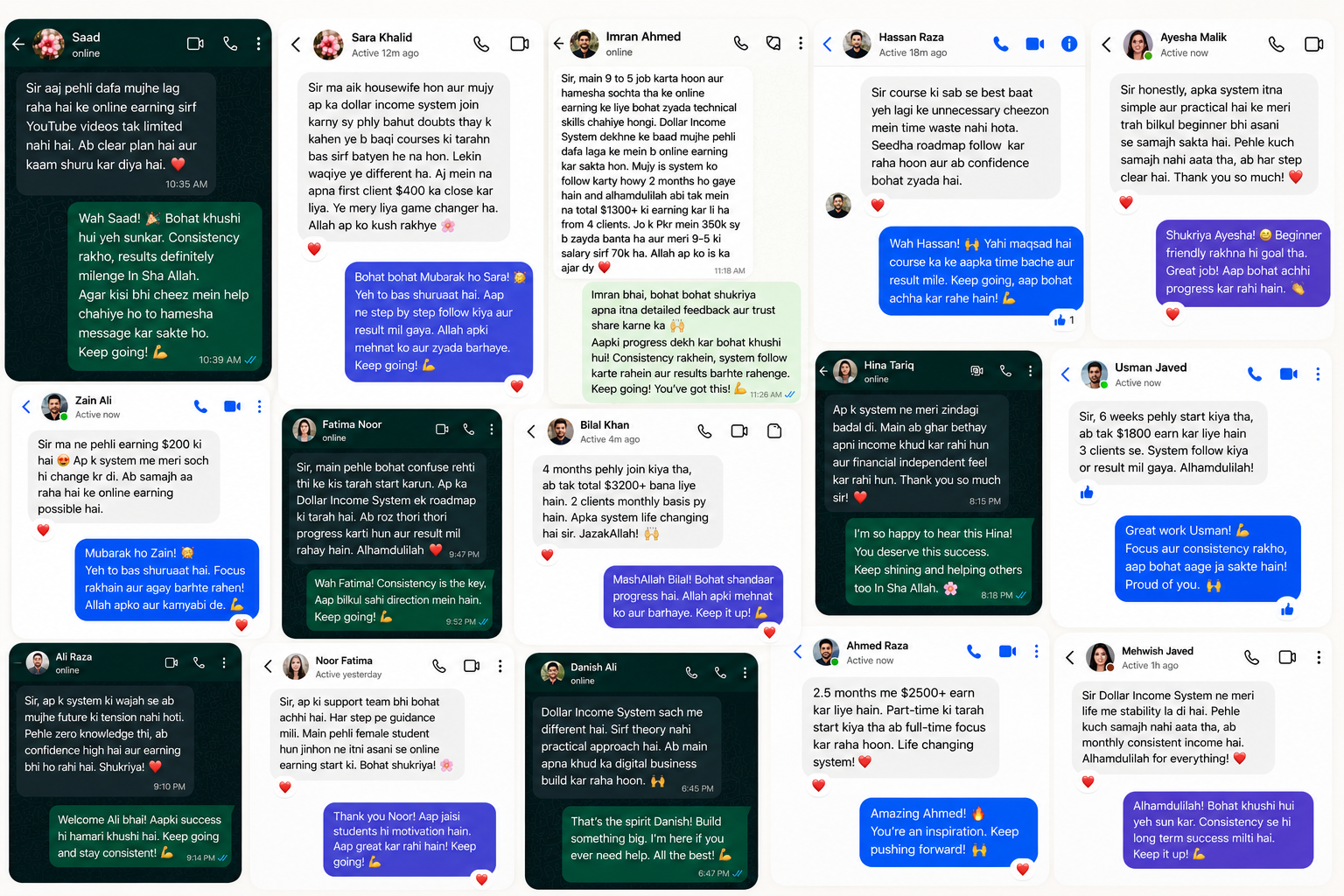 Dollar Income System student messages collage